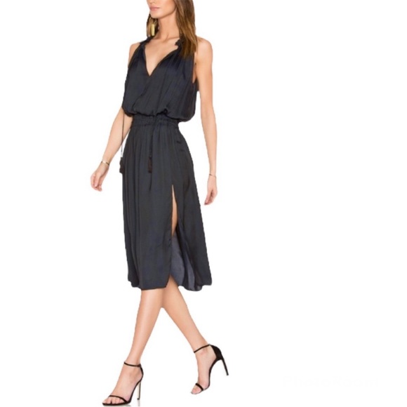 Dolce Vita Jonah Ruffle Split V-Neck Tassel Side Slit Midi Dress M Boho Party - Picture 12 of 13